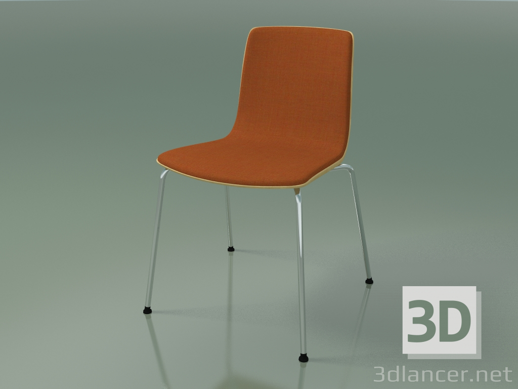 3d model Chair 3934 (4 metal legs, front trim, natural birch) - preview