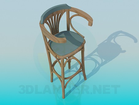 modèle 3D En bois, tabouret de bar - preview