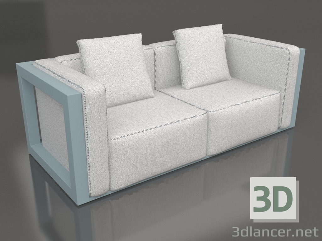 3d model 2-seater sofa (Blue gray) - preview