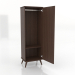 modèle 3D Armoire 3 600x450x1800 mm, option 1 (ouverte, noyer foncé) - preview