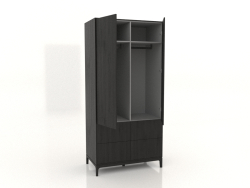 Armario FARGO 1050x600x2200 mm (roble negro, 2 puertas, 4 cajones, abierto)