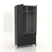 modello 3D Armadio FARGO 1050x600x2200 mm (rovere nero, 2 ante, 4 cassetti, aperto) - anteprima