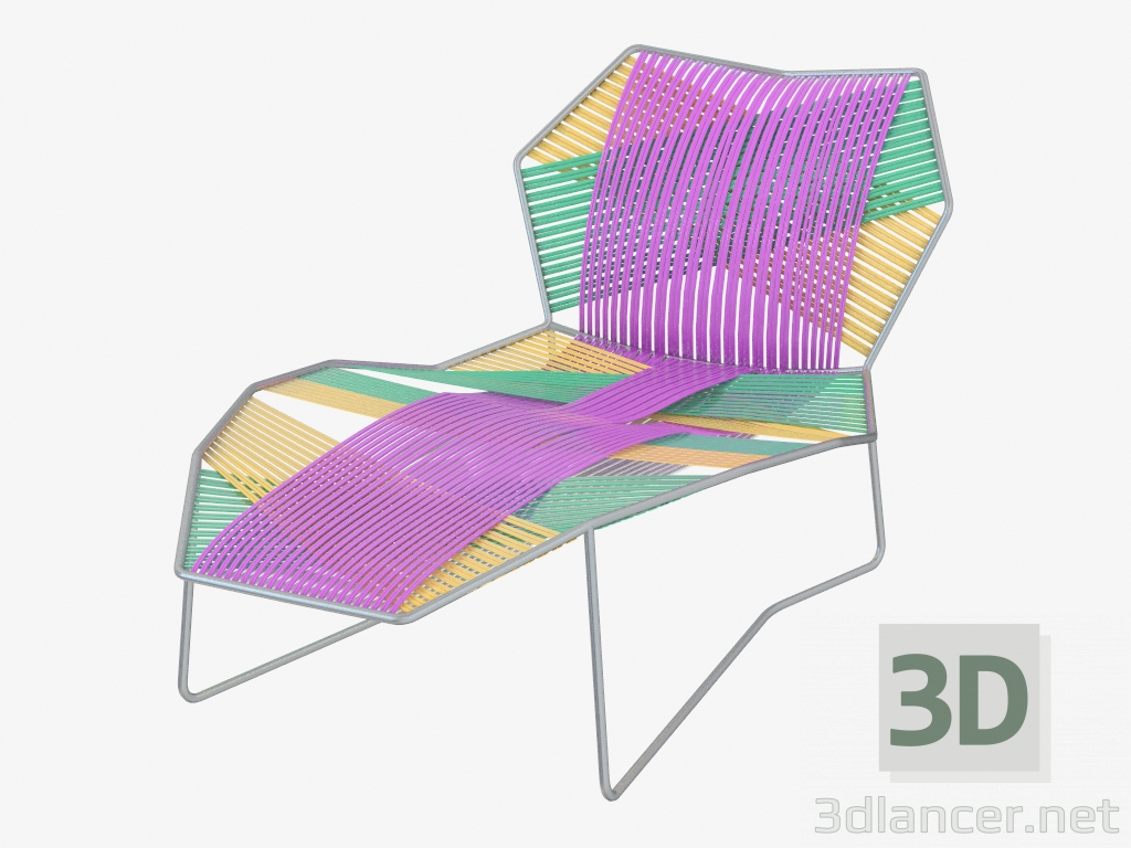 Modelo 3d Chaise lounge com armação de metal - preview