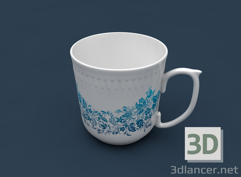 3D Modell Kleine Tasse (Keramik, gewellte Lünette) - Vorschau