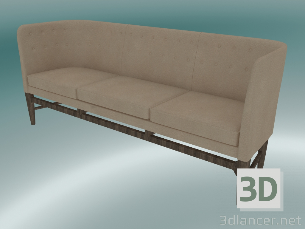 modello 3D Sofa Mayor Mayor (AJ5, H 82cm, 62x200cm, Rovere oliato fumé, Pelle - Anilina di seta) - anteprima