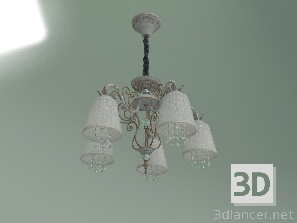 Modelo 3d Lustre de suspensão 10007-5 (branco com ouro - cristal transparente Strotskis) - preview