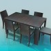 Modelo 3d Conjunto de mesa e cadeiras - preview