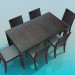 Modelo 3d Conjunto de mesa e cadeiras - preview