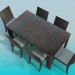 Modelo 3d Conjunto de mesa e cadeiras - preview