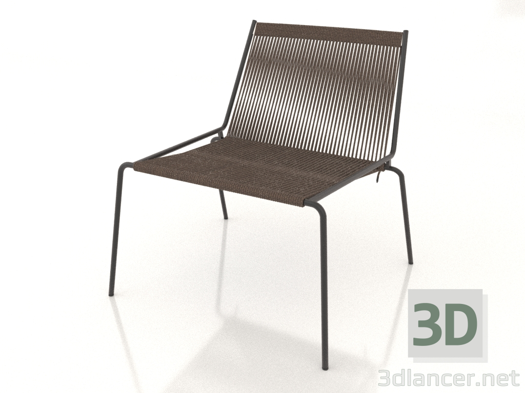 modello 3D Poltrona lounge Noel (base nera, lana Flag Halyard grigio scuro) - anteprima