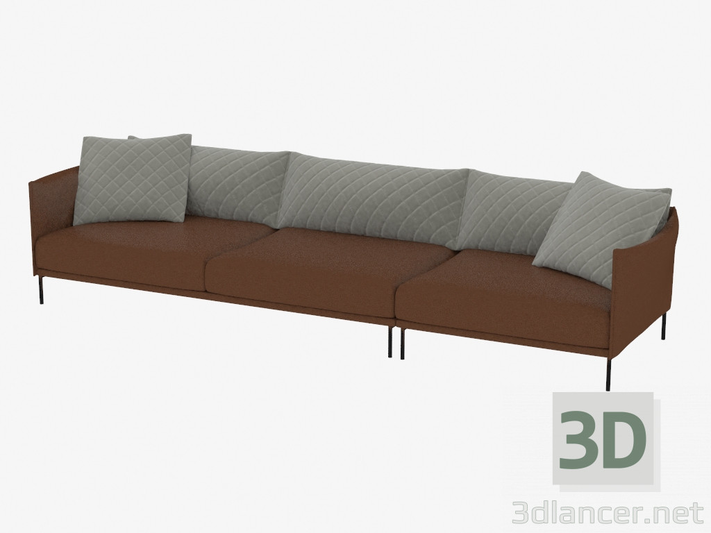 3d model sofás de cuero triple - vista previa