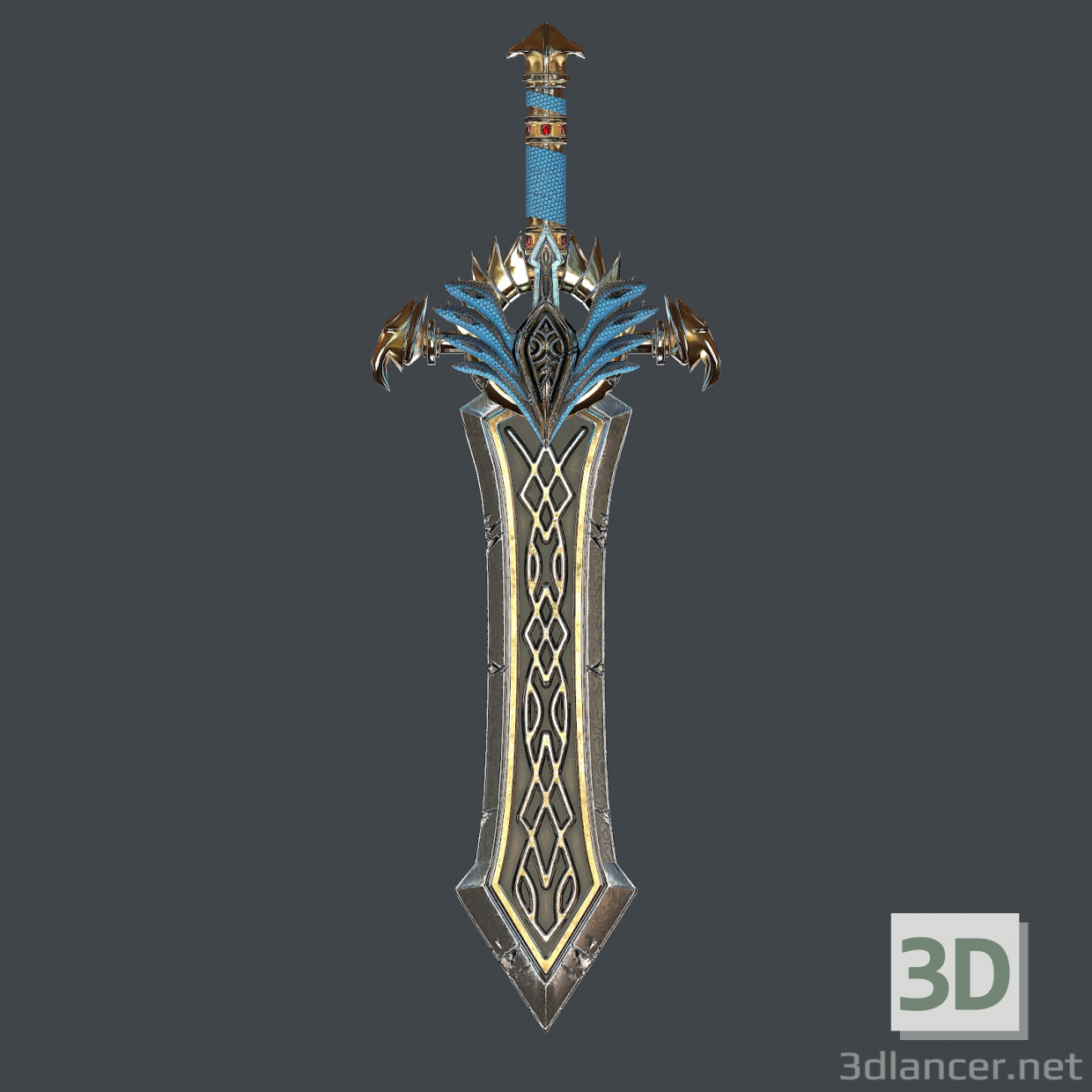 3d Fantasy sword 25 with scabbard 3d model model buy - render