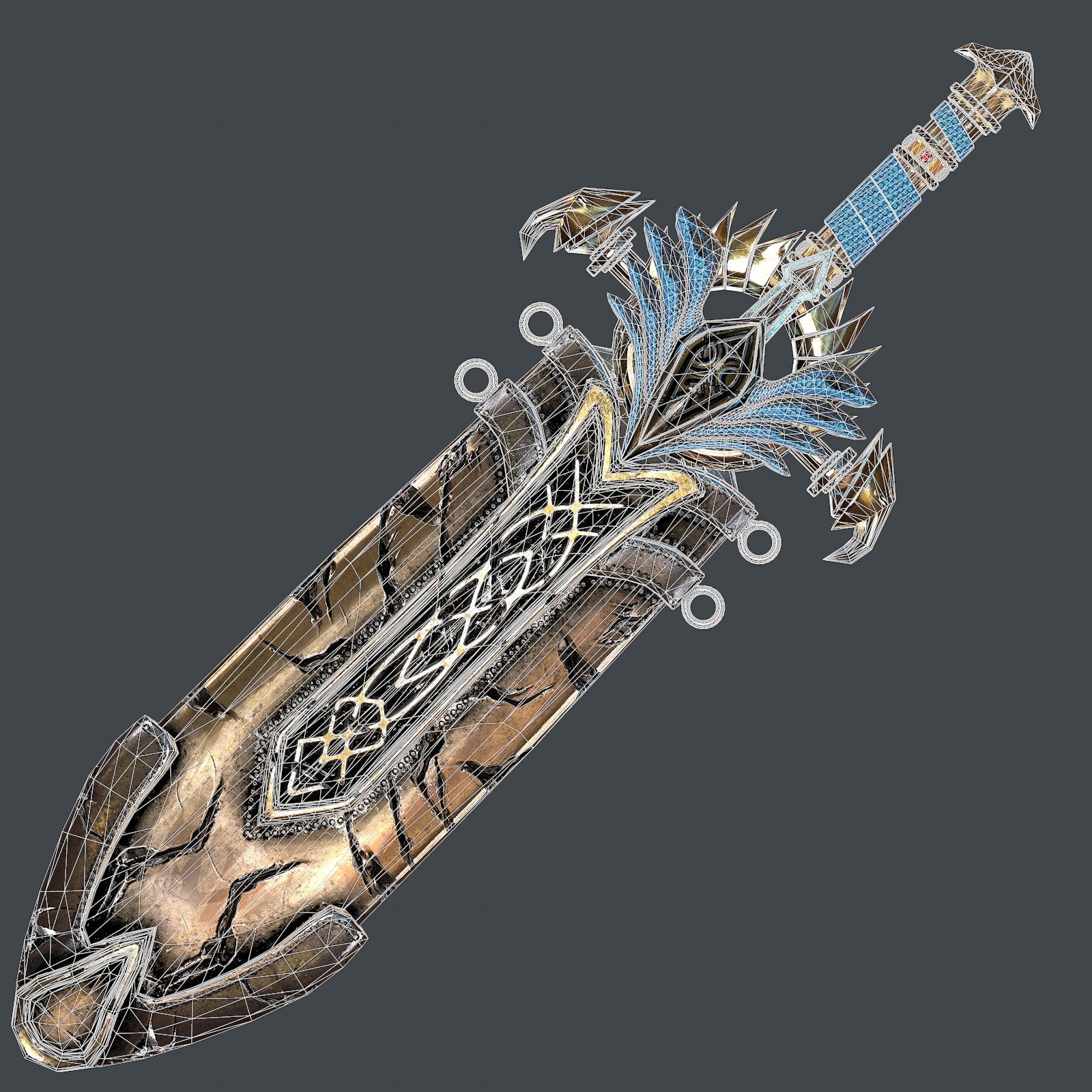 3d Fantasy sword 25 with scabbard 3d model model buy - render