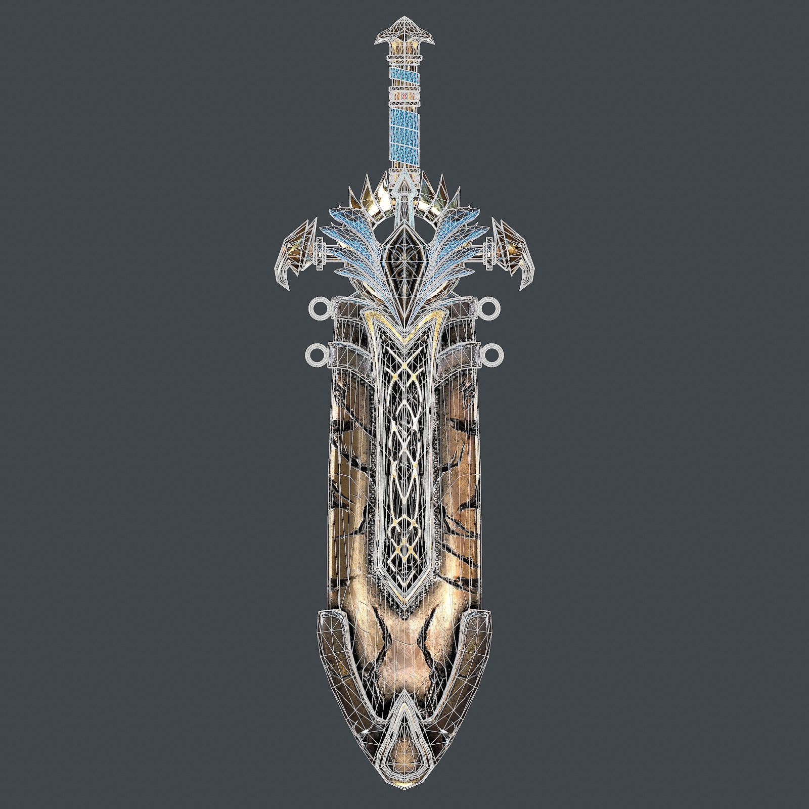 3d Fantasy sword 25 with scabbard 3d model model buy - render