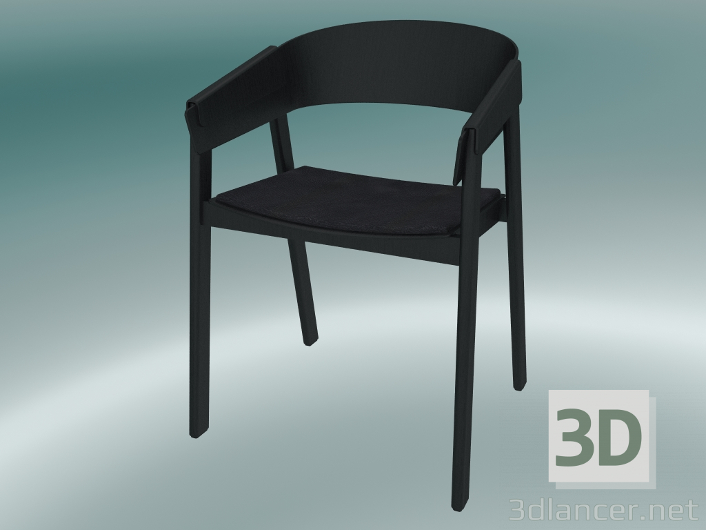 3d model Funda de silla (cuero negro refinado, negro) - vista previa