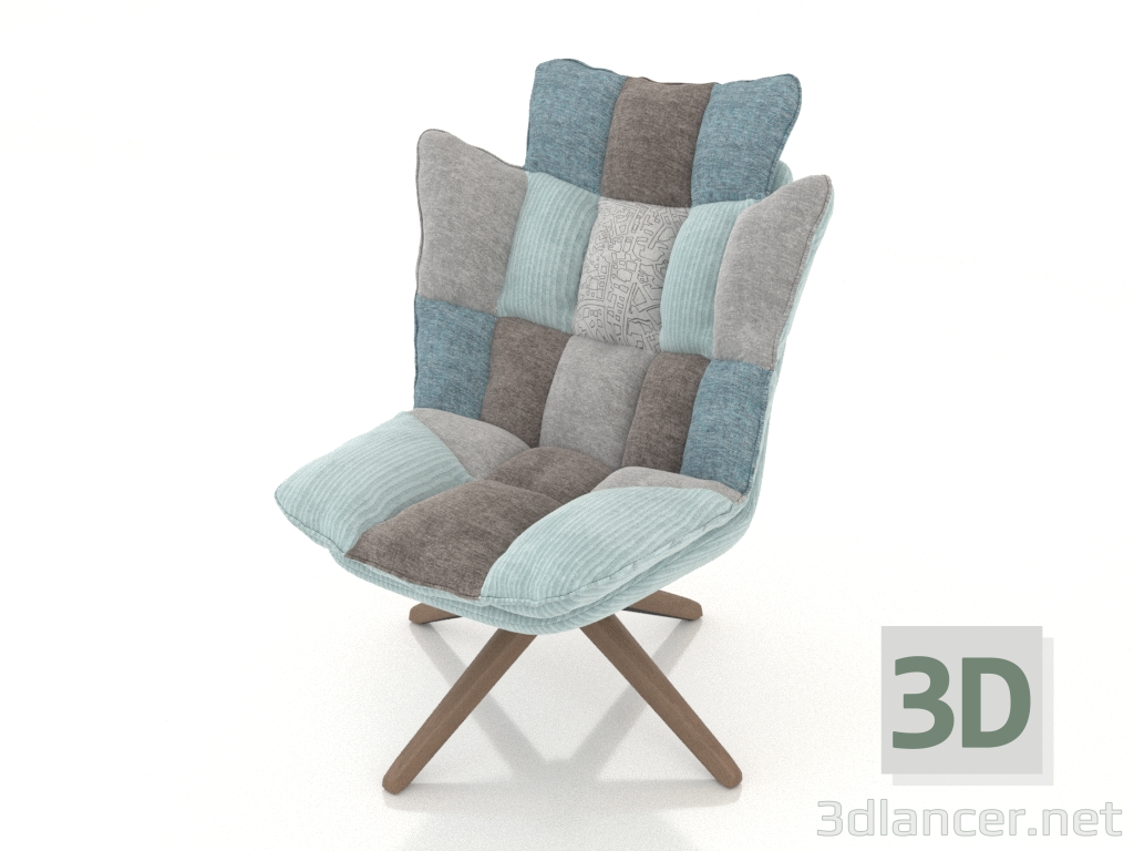 Modelo 3d Poltrona estilo Husk (patchwork claro) - preview