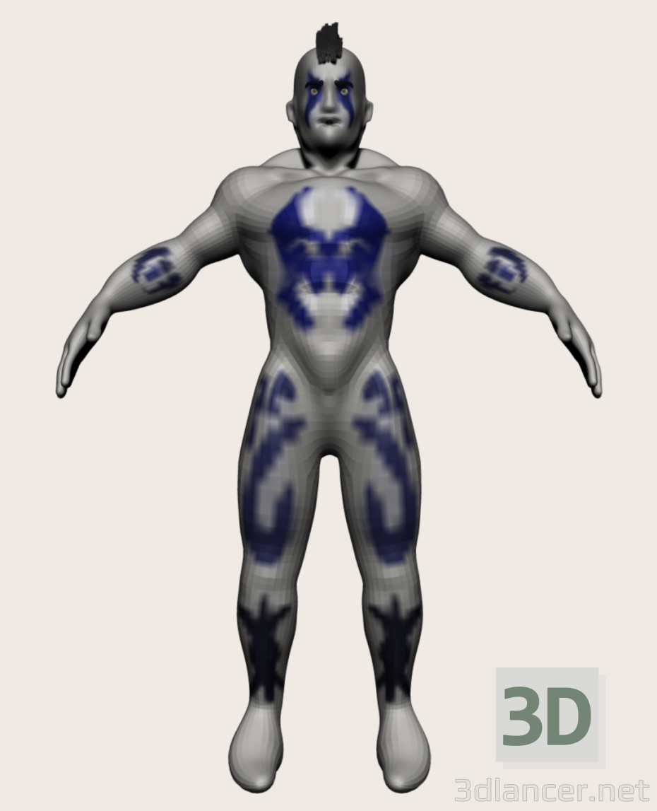 modèle 3D Homme tatoué - preview