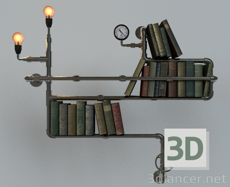 3D modeli Kitaplık steampunk - önizleme