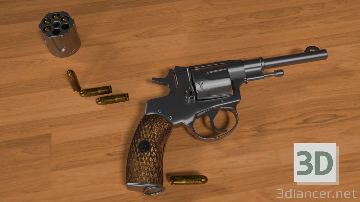 modèle 3D de Nagan - Revolver M1835 3D Low_Poly acheter - rendu