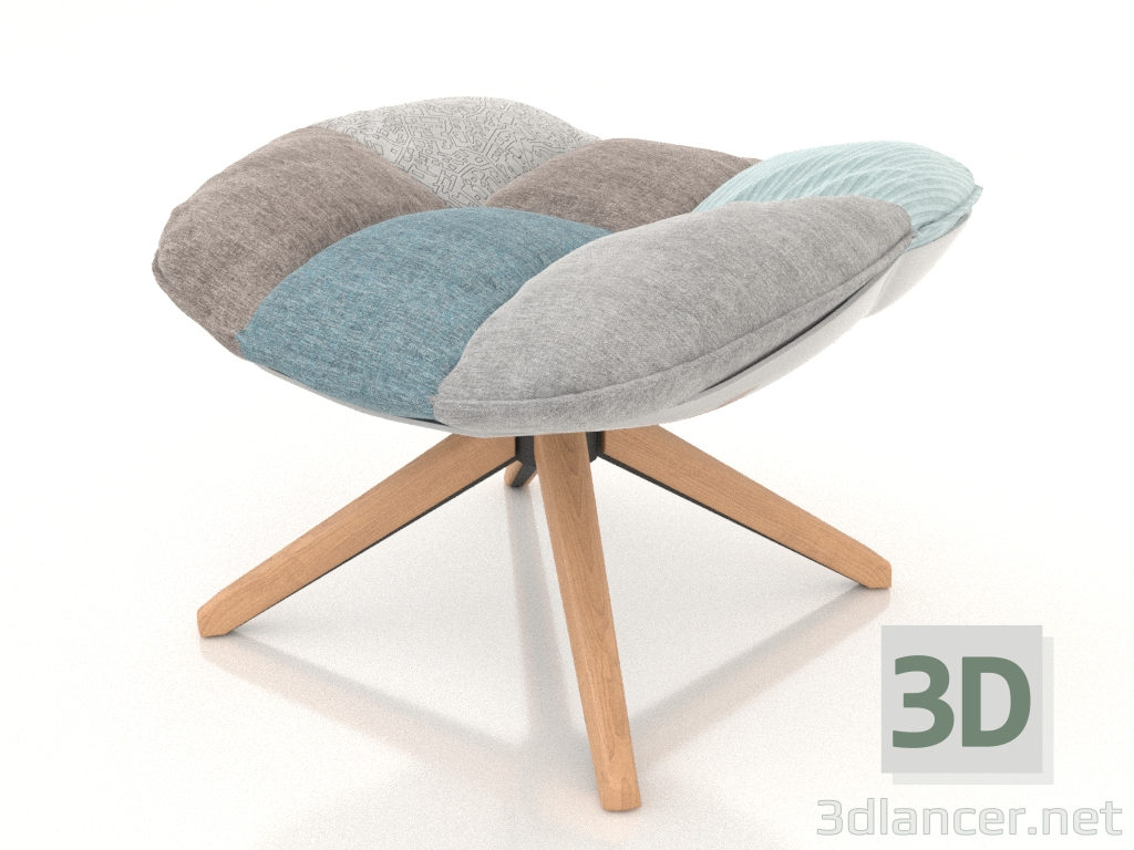 modello 3D Pouf in stile Husk (patchwork chiaro) - anteprima