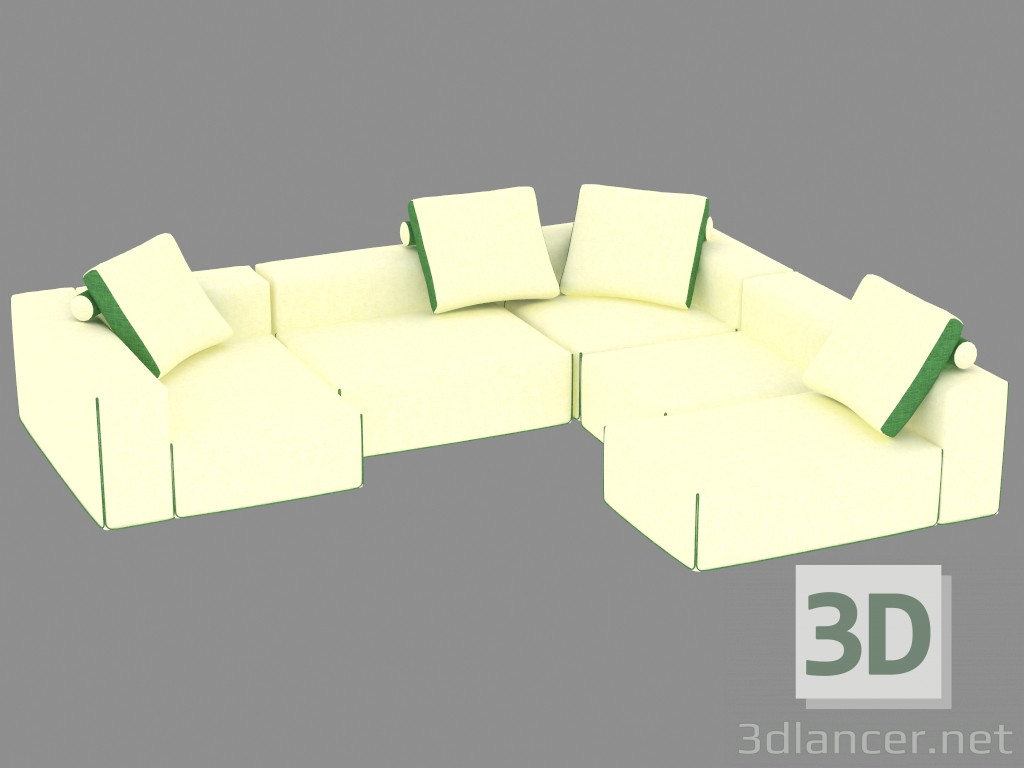 3d model sofá de la esquina modular - vista previa