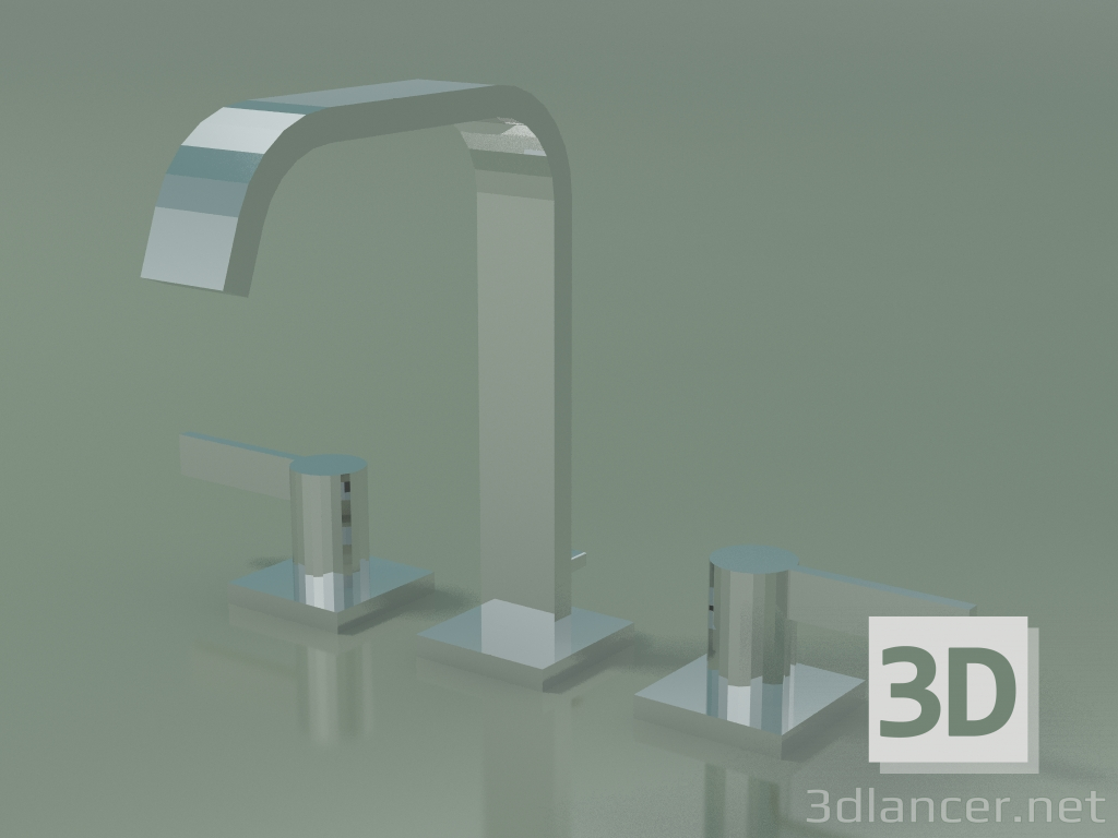 3d model Mezclador de lavabo de tres orificios con desagüe (20713670-000010) - vista previa