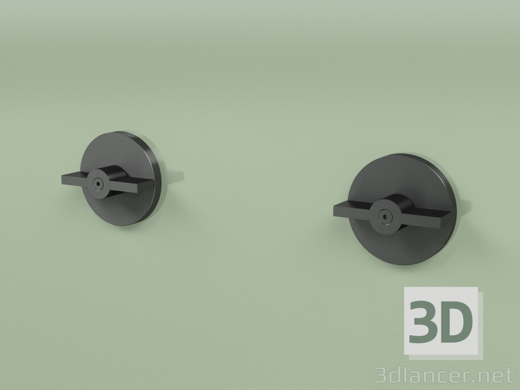 3d model Wall-mounted set of 2 mixing shut-off valves (19 63 V, ON) - preview