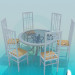 Modelo 3d Conjunto de mesa e cadeiras - preview