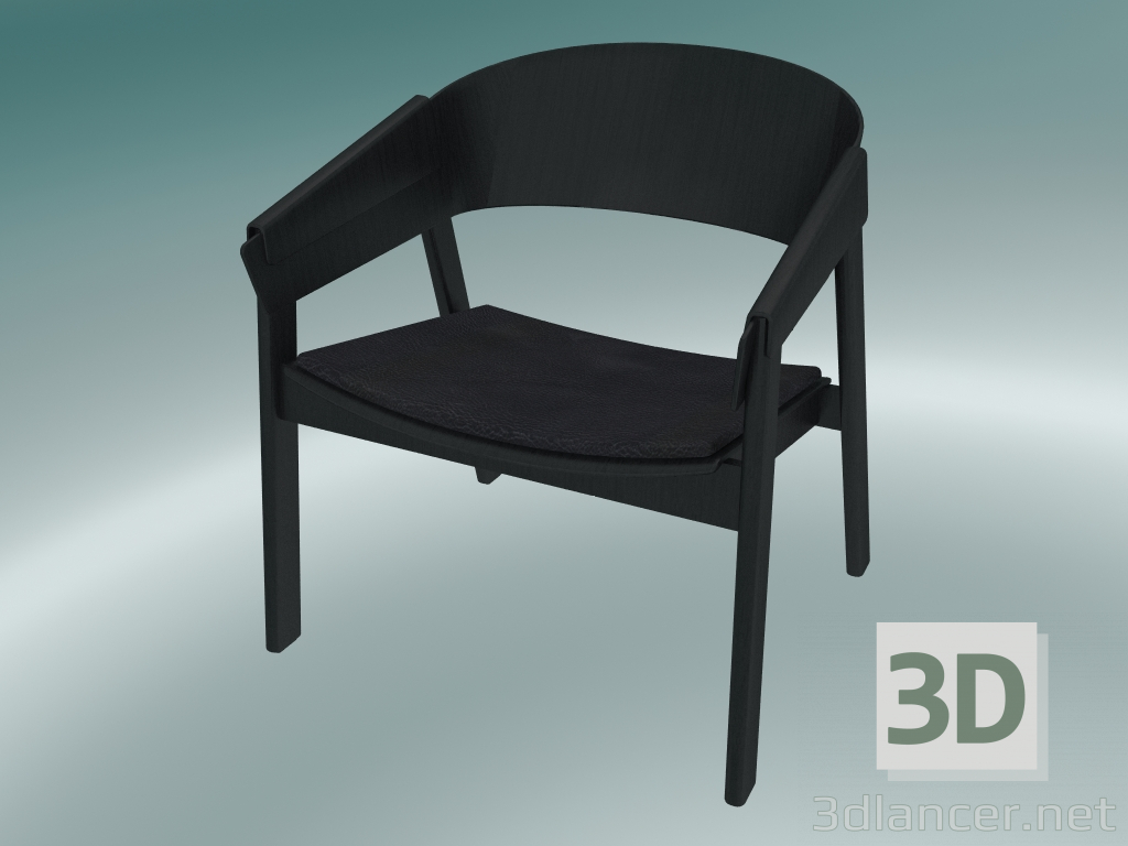 3d model Lounge Chair Cover (Black Refine Leather, Black) - preview