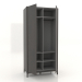 modello 3D Armadio FARGO 1050x600x2200 mm (rovere wengé, aperto) - anteprima