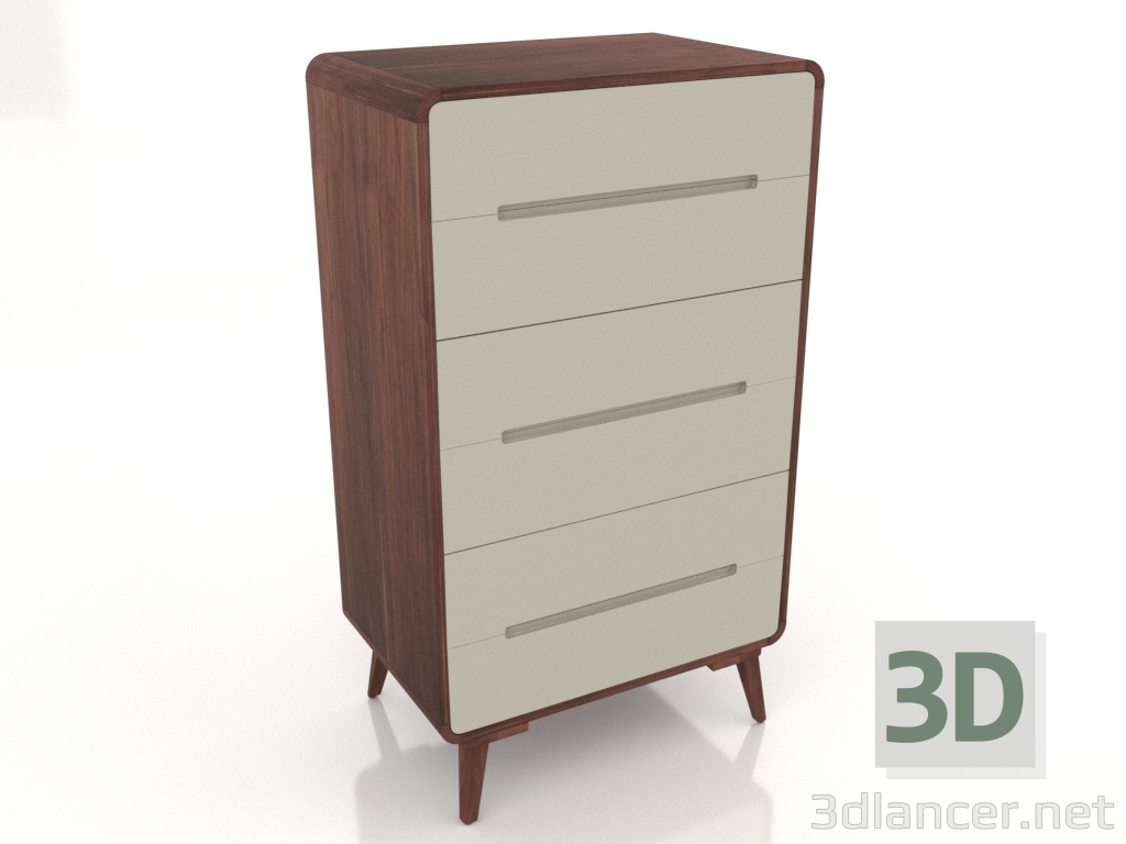 3D modeli Yüksek şifonyer Dandy (6 çekmeceli) - önizleme