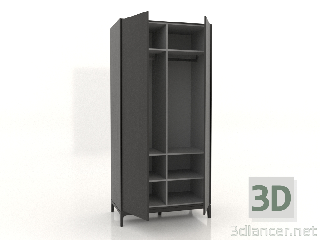 modèle 3D Armoire FARGO 1050x600x2200 mm (chêne noir, ouverte) - preview