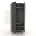 modèle 3D Armoire FARGO 1050x600x2200 mm (chêne noir, ouverte) - preview