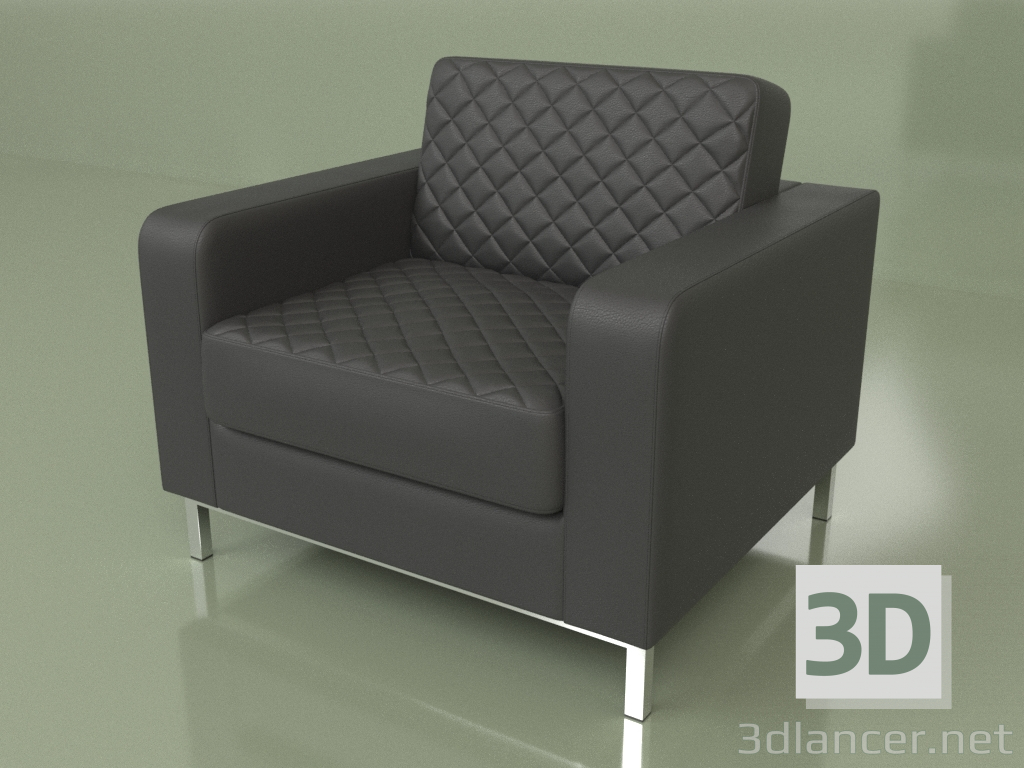 modello 3D Poltrona Bentley (pelle nera) - anteprima