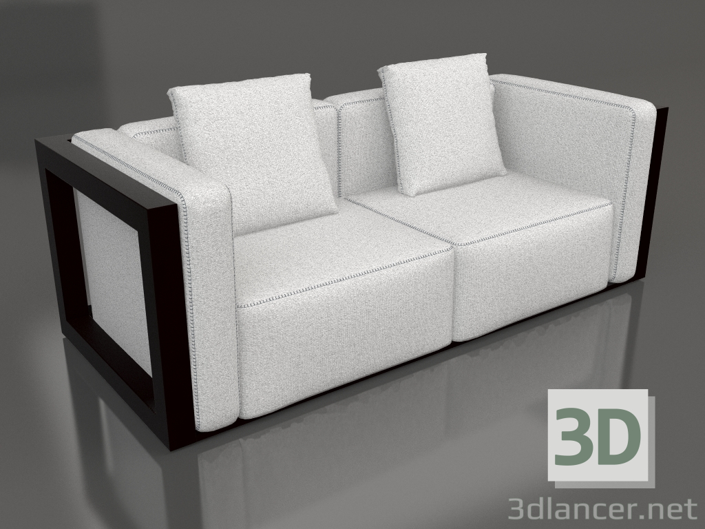 3D Modell 2-Sitzer-Sofa (Schwarz) - Vorschau