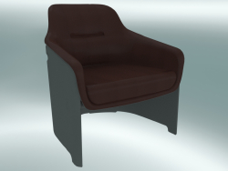 Fauteuil club AVUS (1920-12, gris, cuir Florida 2062 marron)