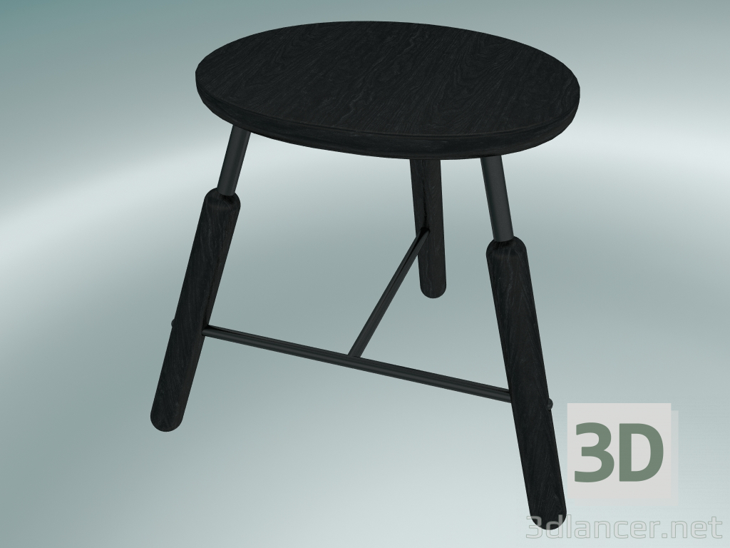 3d model Taburete normal (NA3, W 49xH 46cm, recubrimiento de polvo negro, fresno teñido negro) - vista previa