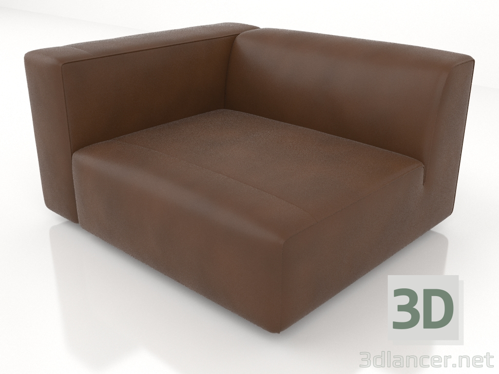 3d model Single sofa module with an armrest on the right - preview