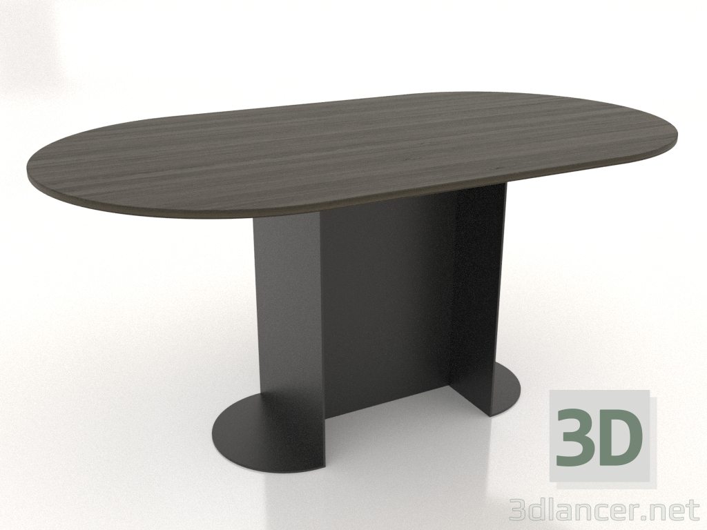 modello 3D Tavolo da pranzo OVALE 1600x900 mm (frassino noce) - anteprima