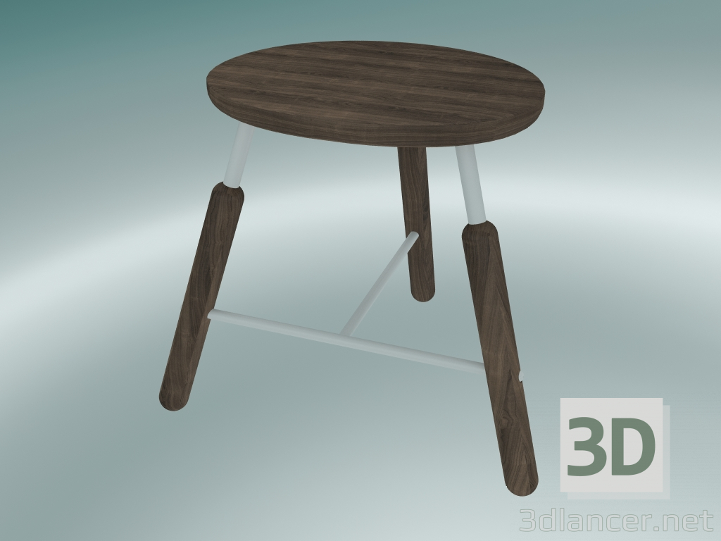 Modelo 3d Banqueta normal (NA3, W 49xH 46cm, revestimento em pó branco, carvalho oleado fumado) - preview