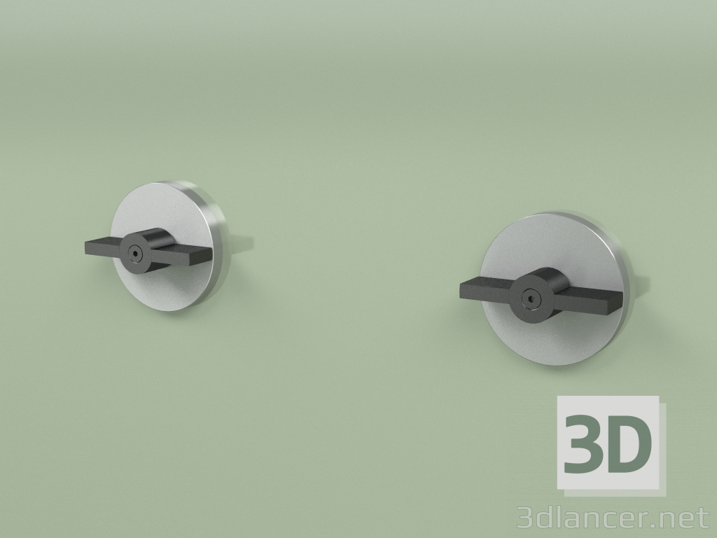 3d model Juego de pared de 2 válvulas de cierre de mezcla (19 63 V, AS-ON) - vista previa