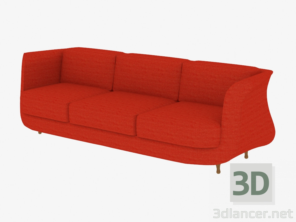 3d model Triple sofa with fabric upholstery - preview