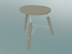 Tabouret Norm (NA3, L 49 x 46 cm, revêtement en poudre blanche, chêne huilé naturel)