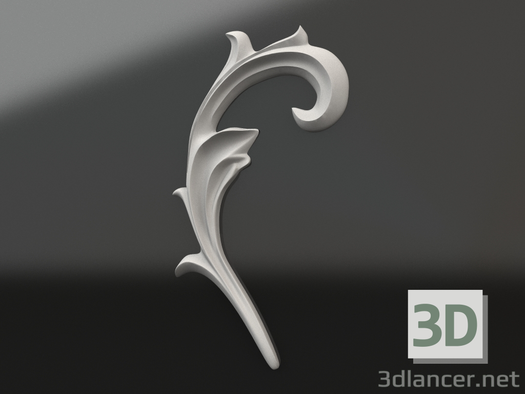 modello 3D Elemento decorativo in gesso DE 003 A (221x121) - anteprima