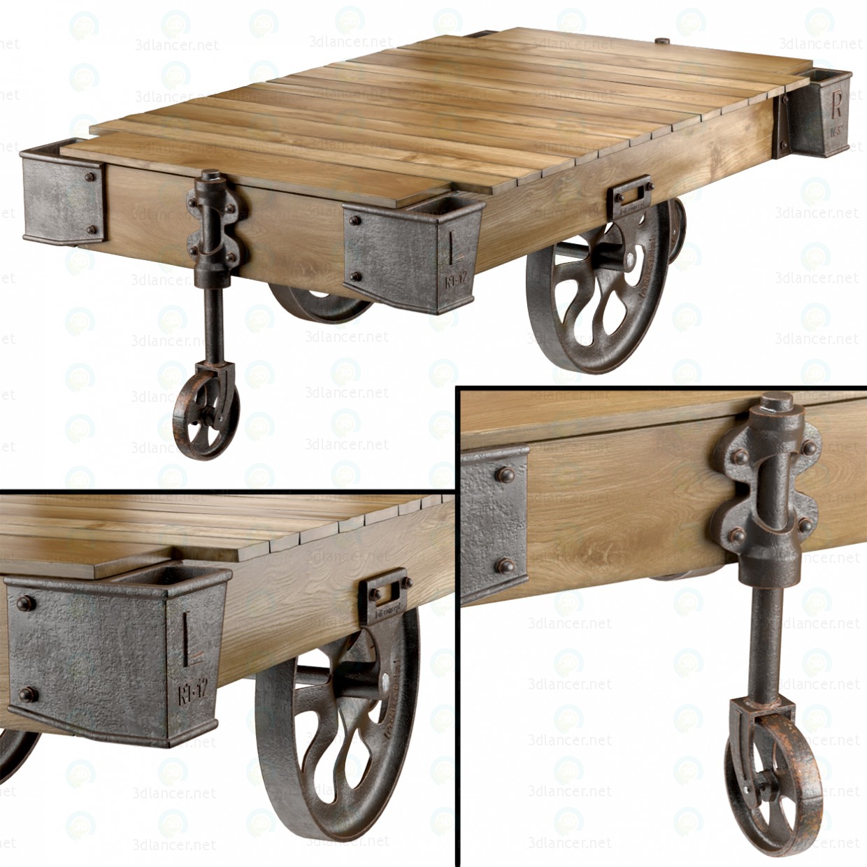 MESA DE CAFÉ CARRITO DE FÁBRICA 3D modelo Compro - render