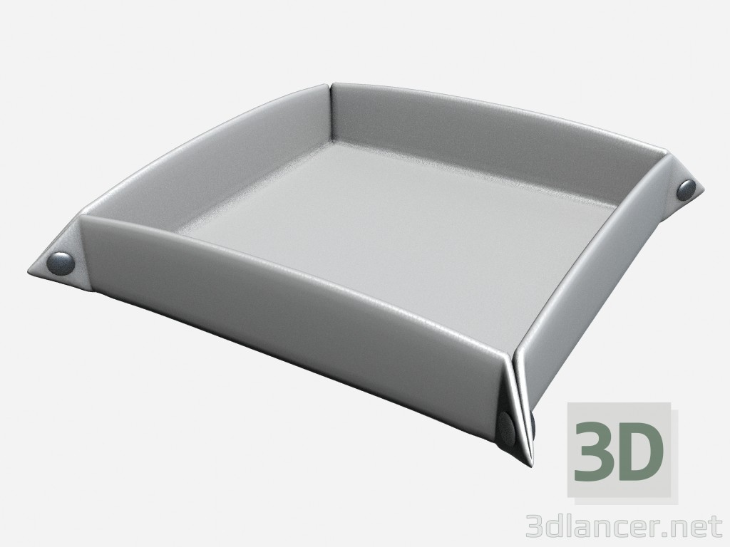 3d модель Пепельница в стиле арт деко Decor Tray in leather white – превью