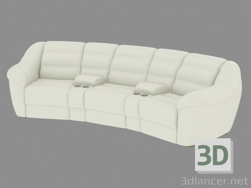 3D Modell Modular Ledersofa gerade - Vorschau