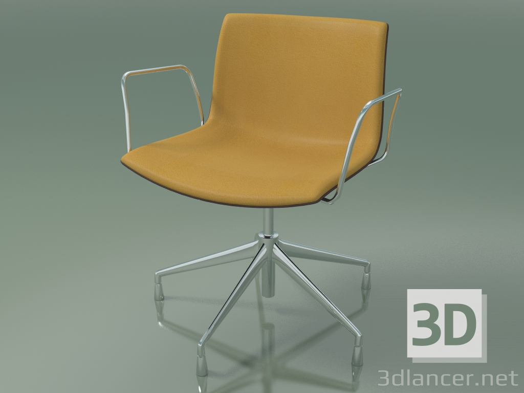 3d model Silla 2046 (5 patas, con reposabrazos, cromo, con tapizado delantero, polipropileno PO00404) - vista previa