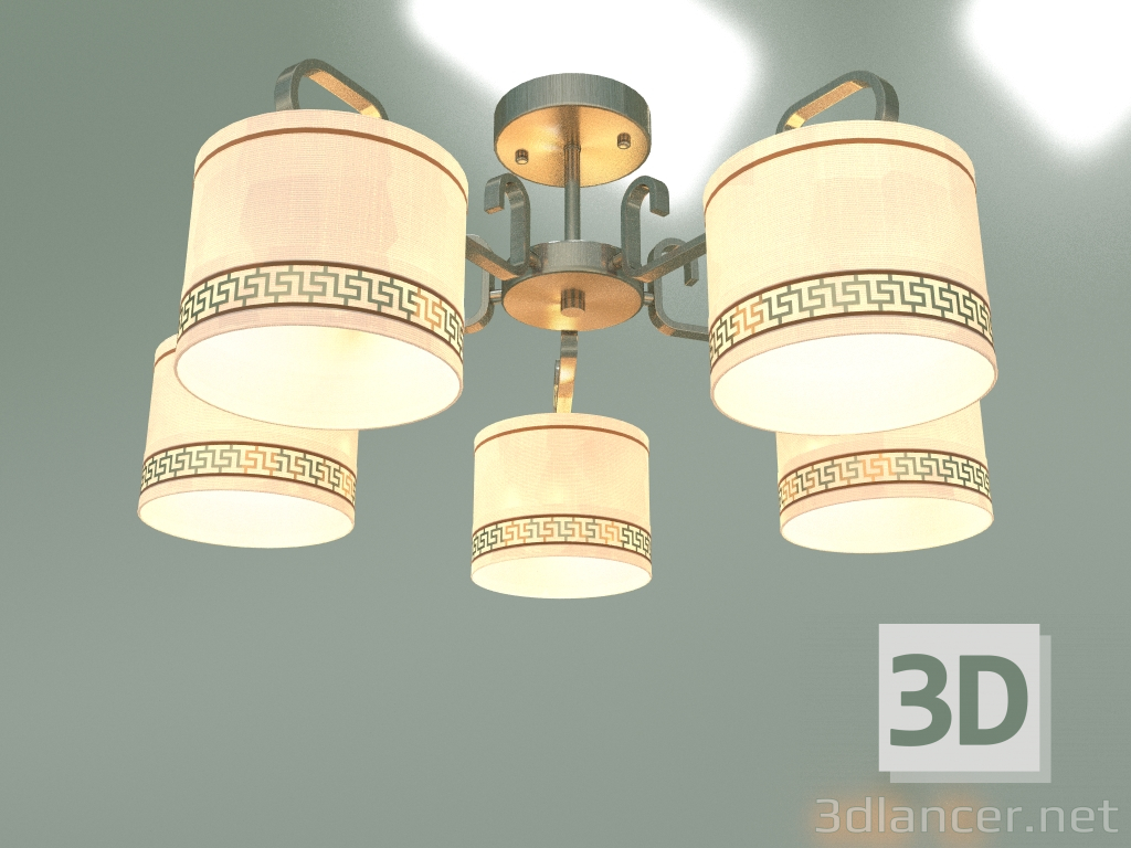 modello 3D Lampadario a sospensione 60086-5 (bronzo antico) - anteprima