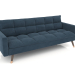 3D Modell Schlafsofa Felicity (dunkelblau - Walnuss) - Vorschau